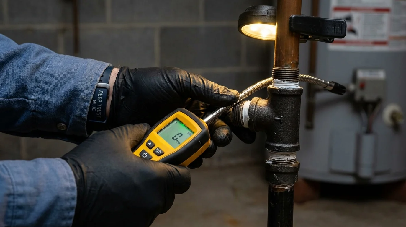 Gas leak detection with electronic sniffer by Johns Plumbing LLC in Hingham